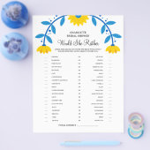 ボーホー サンフラワー ウッド シー ラザー ブライダル シャワー ゲーム チラシ (シングル)