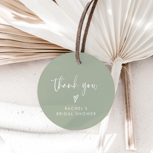 ボーホー サージュグリーン ブライダルシャワー 感謝 フェイバータグ