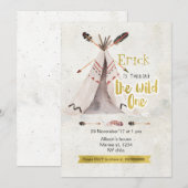 ボーホー・ザ・ワイルド・ワン 誕生日1周年 招待状 (正面/裏面)