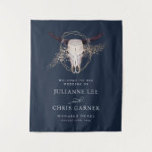 ボーホー シックなステア スカル ウェディング インビテーション タペストリー (正面)