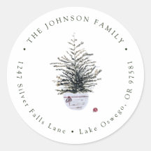 ボーホー シックな水彩クリスマスツリー 返信先住所