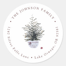 ボーホー シックな水彩クリスマスツリー 返信先住所