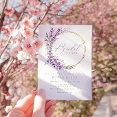 ボーホー シックな水彩ラベンダー フラワーブライダル シャワー 招待状