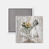 ボーホー シックな納屋の木の素朴なカントリー ウェディング マグネット (正面/裏面)