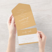 ボーホー シック イエロー マリーゴールド 食事選択 RSVP ウェディング オールインワン招待状 (貼ってはがせる)