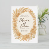 ボーホー シック ウェディング インビテーション – パンパス グラス & パーム 箔招待状 (立ち正面)