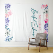 ボーホー シック ウォーターカラー フラワル カスタム ブライダル シャワー タペストリー (インサイチュ(横))