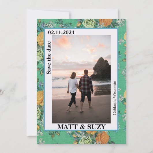 ボーホー シック エレガント ボタニカル フラワーズ 招待状 (正面)