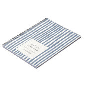 ボーホー シック ダスキー ブルー 水彩 手描き ストリップス ノートブック (左側)