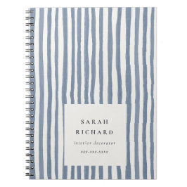 ボーホー シック ダスキー ブルー 水彩 手描き ストリップ ノートブック