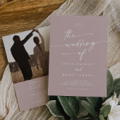 ボーホー シック ダスティ ローズ ピンク フォト QR コード ウェディング 招待状