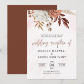 ボーホー シック テラコッタ オータム ウェディング レセプション オンリー 招待状 (正面/裏面)