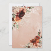 ボーホー シック テラコッタ フラワーパンパス グラス ウェディング 招待状 (裏面)