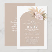 ボーホー シック トロピカル ベイビー シャワー ガール 招待状 (正面/裏面)