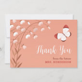 ボーホー シック バタフライ フラワーズ エレガント ブライダル シャワー サンキューカード (正面)