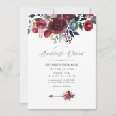 ボーホー シック バーガンディとネイビーのバチェロレッテ ウィークエンド 招待状 (正面)