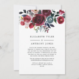 ボーホー シック バーガンディ ネイビー 少人数結婚式ゲストリスト 案内状