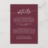 ボーホー シック バーガンディ レッド ウェディングの詳細 エンクロージャーカード (正面)