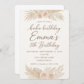 ボーホー シック/パンパス グラス 招待状 (正面/裏面)