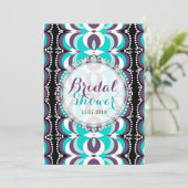ボーホー シック パープル アクア ブライダル シャワー 招待状 (スタンド正面)
