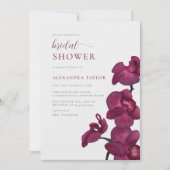 ボーホー シック パープル オーキッド エレガント ブライダル シャワー 招待状 (正面)