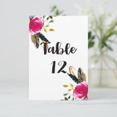 ボーホー シック フラワー ウォーターカラー ウェディング テーブル ナンバー 招待状 (スタンド正面)