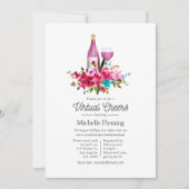 ボーホー シック フラワー ワイン テーマのバーチャル ブライダル シャワー 招待状 (正面)