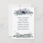 ボーホー シック ミント & ネイビー フラワー テーブル ナンバー シーティング 招待状 (裏面)