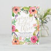 ボーホー シック ヤング ワイルド アンド スリー 誕生日招待状 招待状 (スタンド正面)