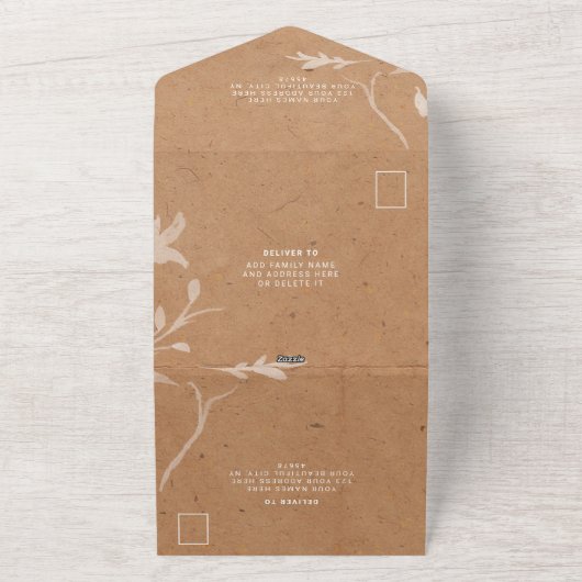 ボーホー シック ラスティック モダン | オーダーメイド ウェディング フォト オールインワン招待状 (外側)