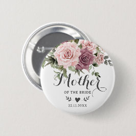ボーホー シナモン ローズ ブラッシュ ピンク フラワーブライダルパーティー 缶バッジ