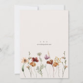 ボーホー シンプル ワイルドフラワー ウェディング 招待状 (裏面)