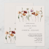 ボーホー シンプル ワイルドフラワー ウェディング 招待状 (正面/裏面)