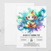 ボーホー ジャイフル モンキー バースデー 招待状 (正面/裏面)