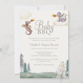 ボーホー・ストーリーブック・ドラゴン・ベイビー・BBQ・ベイビーシャワー 招待状 (正面)