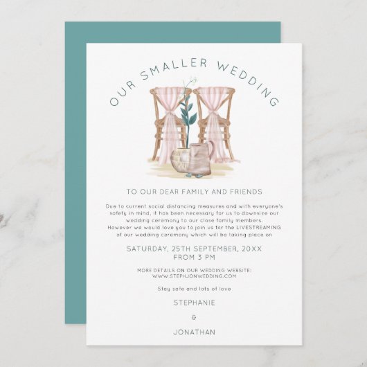 ボーホー スモールウェディングチェア 縮小 案内状 (正面/裏面)