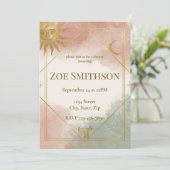 ボーホー セレスト シャワー 招待状 セイジ テラコッタ (スタンド正面)