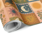 ボーホー セレスト | レトロ サン & ムーン ラッピングペーパー (ロールコーナー)