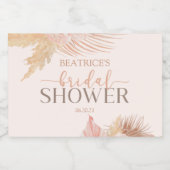 ボーホー ソフト ピンク フラワー フラワーズ ブライダル シャワー ミニ スパークリングワインラベル (シングルラベル)