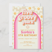 ボーホー ダイシー レインボー 誕生日招待状 – レトロ グロー 招待状 (正面)