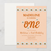 ボーホー ダイジー ガールズ 1st バースデー パーティー 招待状 (正面/裏面)