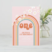 ボーホー ダイジー レインボー ファースト バースデー 招待状 (スタンド正面)