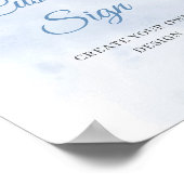 ボーホー ダスティーブルーとアイボリーの花のカスタムサイン ポスター (角)