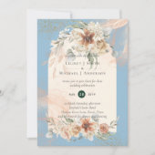 ボーホー ダスティーブルー パンパスグラス ウェディング 招待状 (正面)