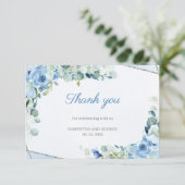 ボーホー ダスティーブルー フラワー シルバー ジオメトリック サンクス エンクロージャーカード (スタンド正面)