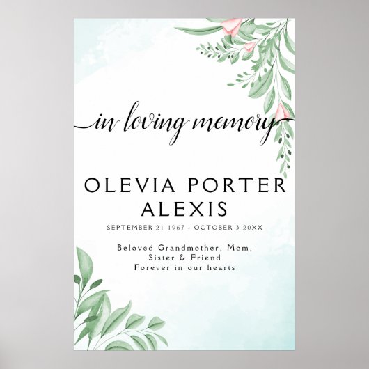 ボーホー ダスティーブルー ユーカリ お別れ ウェルカムサイン ポスター (正面)