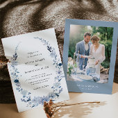 ボーホー ダスティーブルー ワイルドフラワー ウェディング 招待状