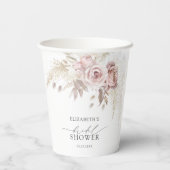 ボーホー ダスティ ローズ ピンク フラワーブライダルシャワー 紙コップ (裏面)