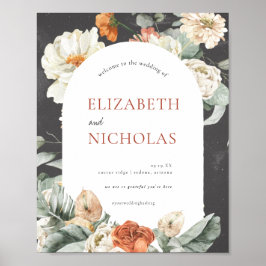 ボーホー ダーク フローラル グリーンナリー | ウェディング ウェルカム サイン