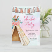 ボーホー ティーピー テント スリープオーバー パーティー 招待状 (スタンド正面)